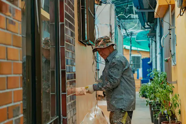 Maintenance technician building repair work